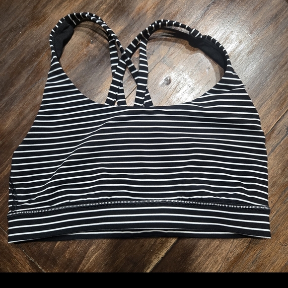 lululemon athletica Other - lululemon athletica Black and White Striped Energy Sports Bra Size 4